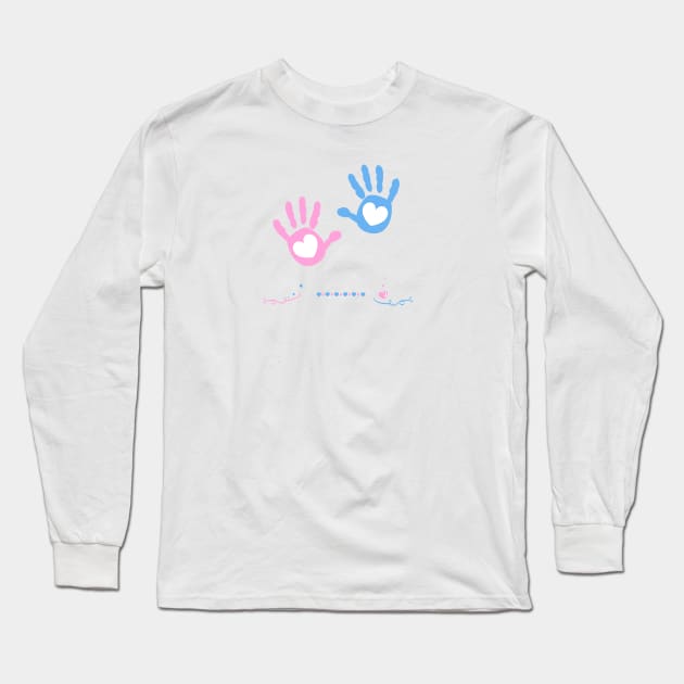 Twin baby girl and boy hand print Long Sleeve T-Shirt by GULSENGUNEL